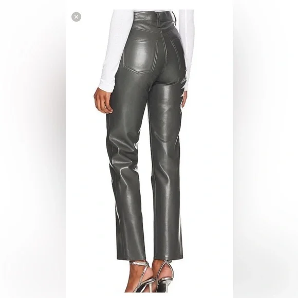 AGOLDE 90s Pinch Waist recycled leather gray pants 24 - Picture 2 of 12